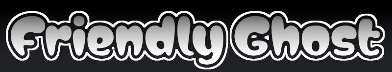 Friendly Ghost Written in a Bubbly Font with a Gradient
